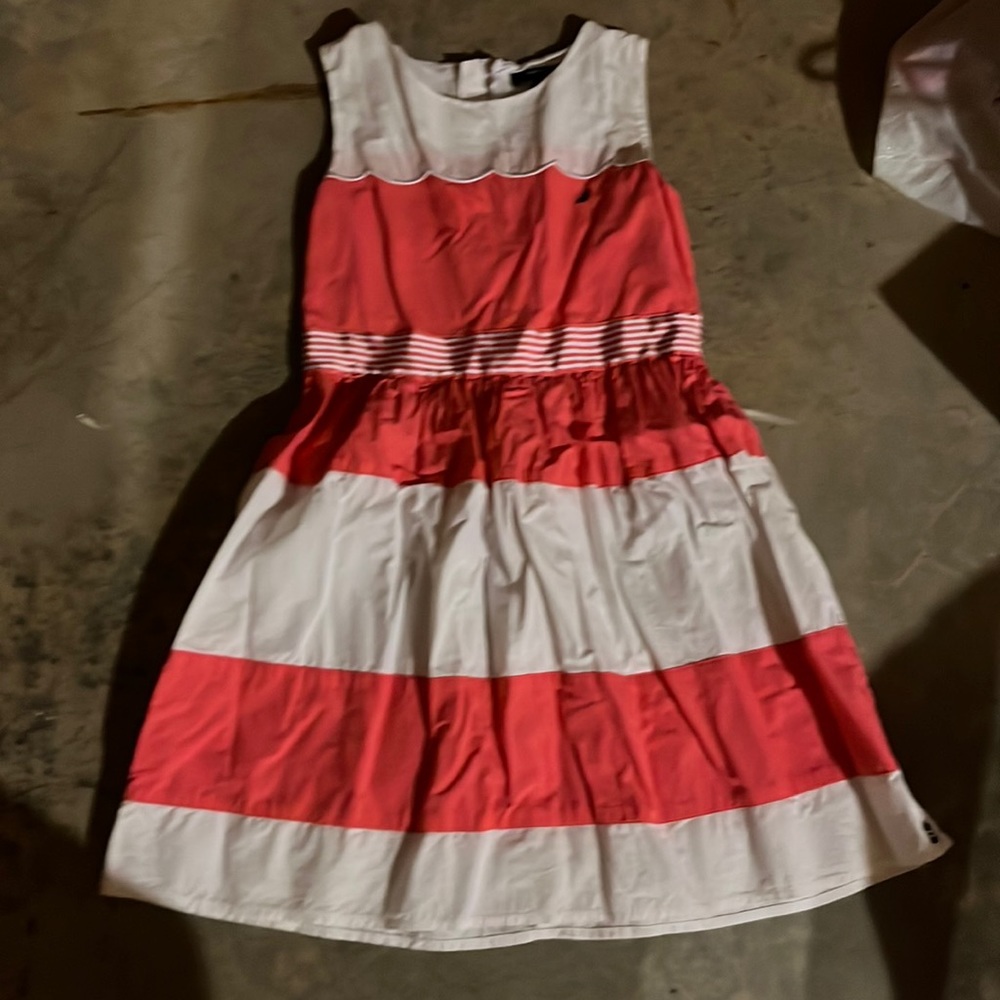 Coral and White striped dress
